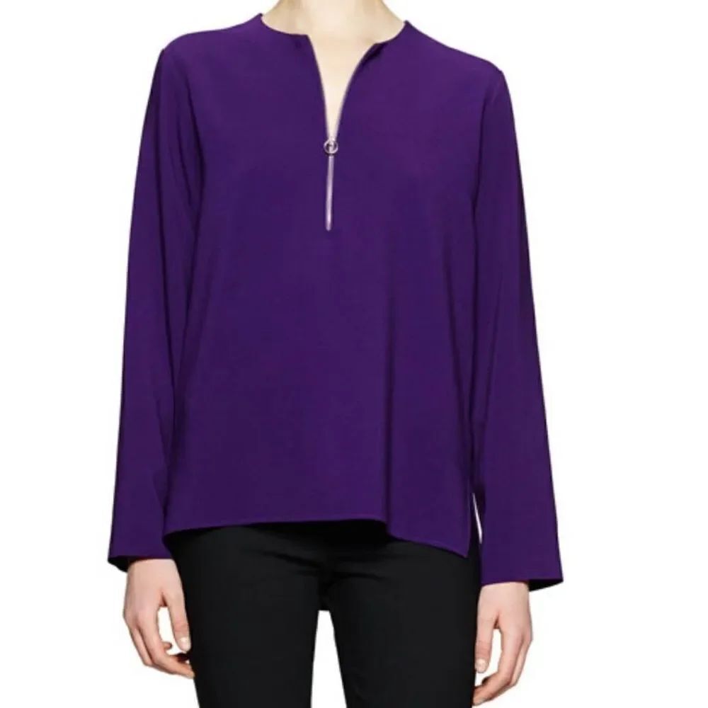 Stella McCartney
Zip-Front Long-Sleeve Blouse, Purple sz 38